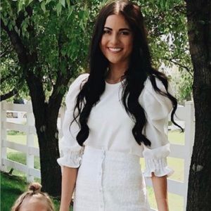 Rachel Parcell White Puff Sleeve Shirt size M